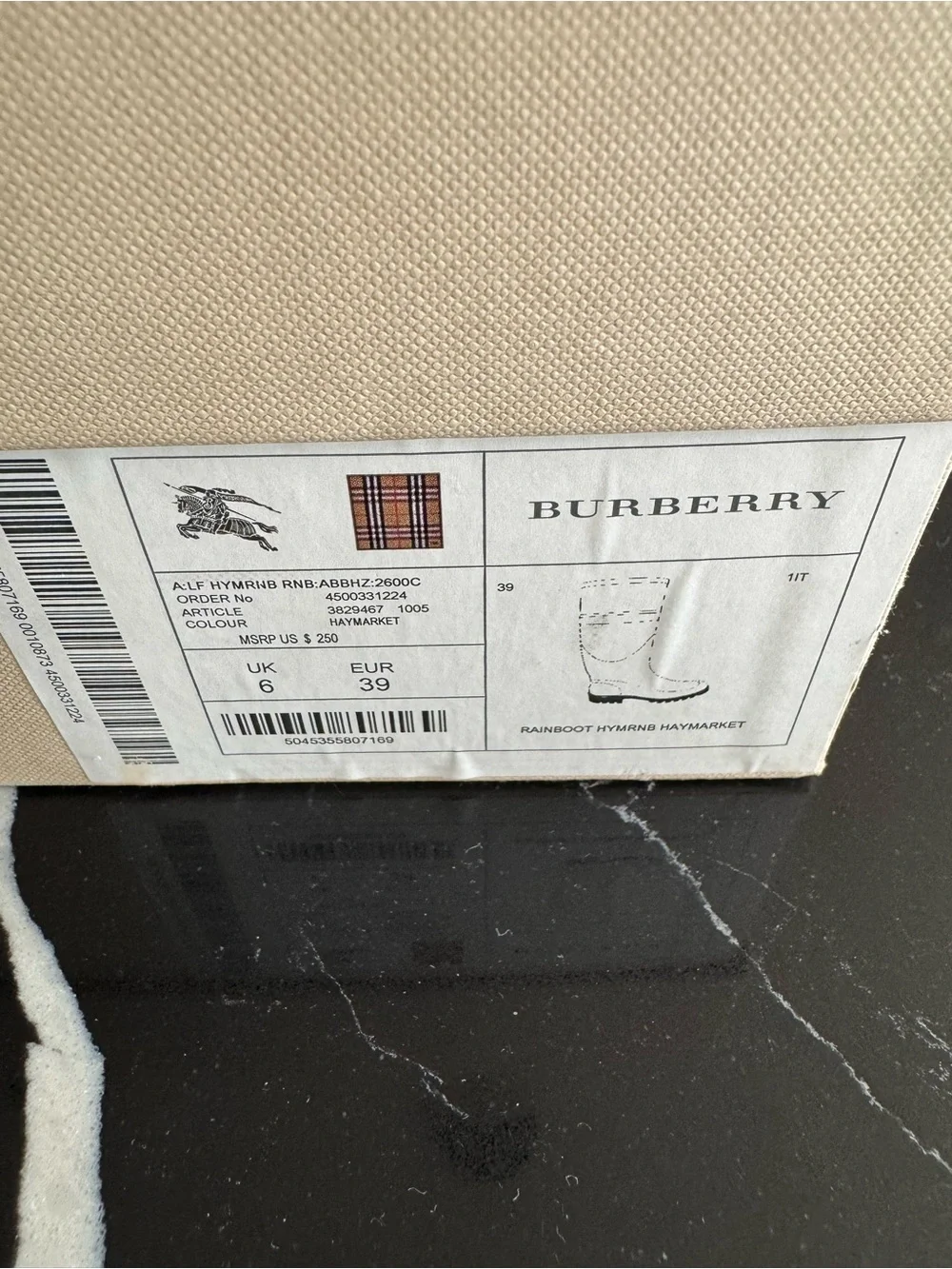 Burberry Beige Plaid Tall Rain Boots with Black‎ Sole